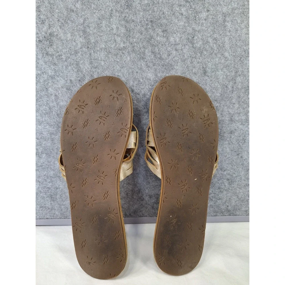 O'Neill Womens Metallic Gold Multi Strap Slide Sandals Flat Summer Shoes